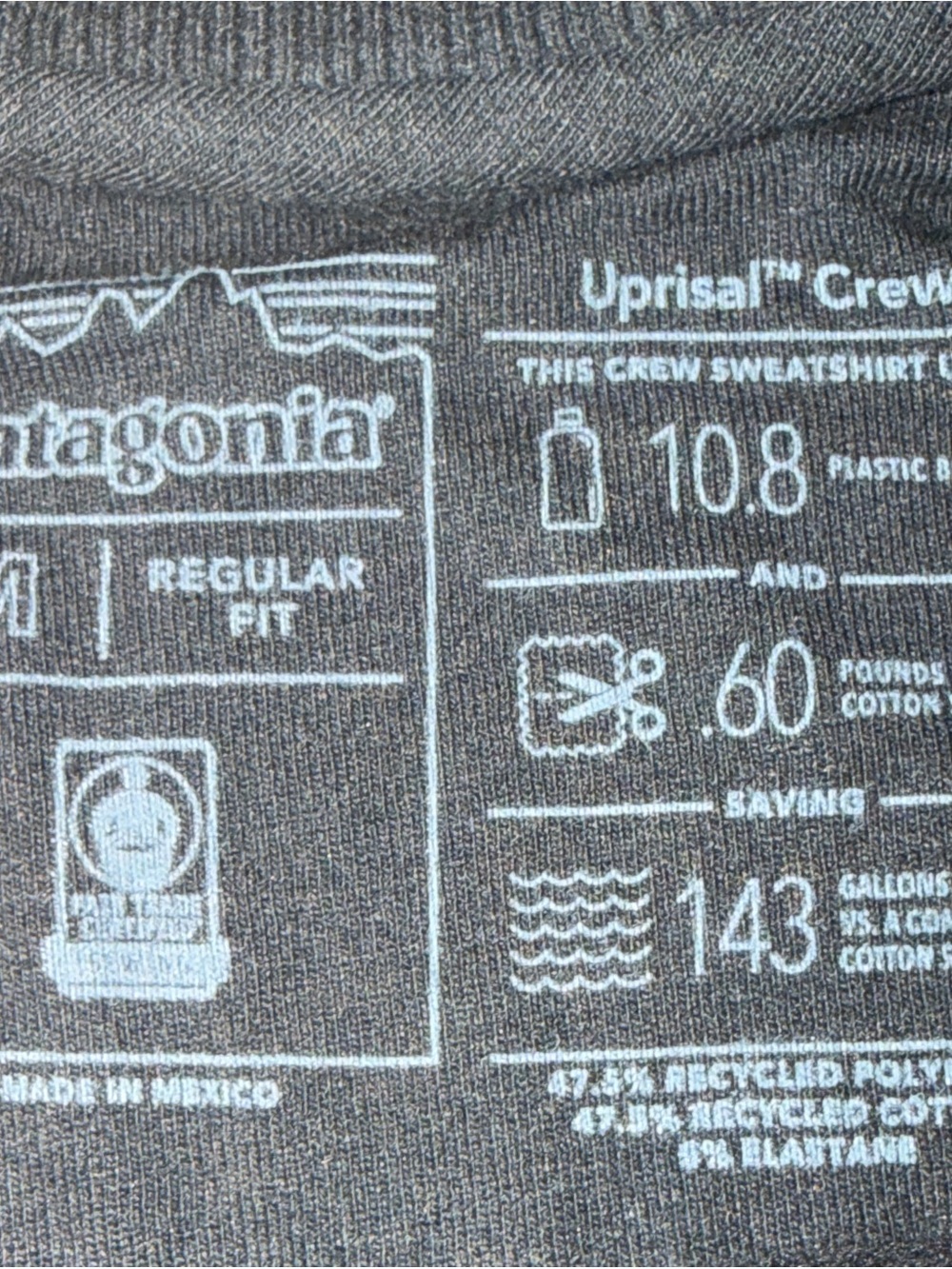 Patagonia Uprisal Crew Black Sweatshirt Men's Medium STY39542 Recycled Materials - Picture 2 of 10